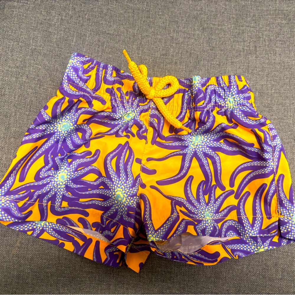 Vilebrequin 12 mo yellow and purple swim shorts.  Perfect condition!  So cute!